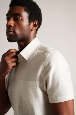 Ted Baker Cream Kingfrd Short Sleeve Linen Shirt 11 Ted Baker Cream Kingfrd Short Sleeve Linen Shirt -Ted Baker Shop 270700s4