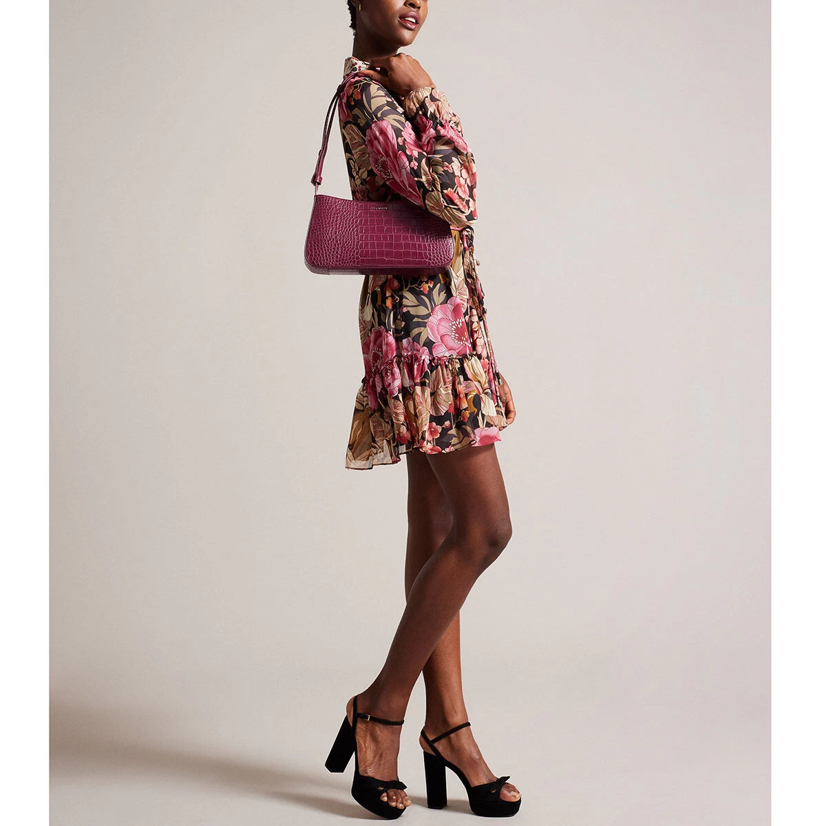Ted Baker STINNY Deep Purple Croc Baguette Bag 4 Ted Baker STINNY Deep Purple Croc Baguette Bag - Image 2