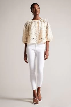 Ted Baker Elaraa Crochet Puff Sleeve White Blouse -Ted Baker Shop 295492s3