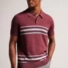 Ted Baker Red Pital Maroon Short Sleeves Merino Stipe Polo Shirt 1 Ted Baker Red Pital Maroon Short Sleeves Merino Stipe Polo Shirt -Ted Baker Shop 301462s