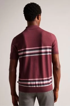 Ted Baker Red Pital Maroon Short Sleeves Merino Stipe Polo Shirt 10 Ted Baker Red Pital Maroon Short Sleeves Merino Stipe Polo Shirt -Ted Baker Shop 301462s2
