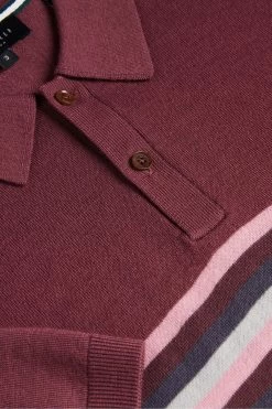 Ted Baker Red Pital Maroon Short Sleeves Merino Stipe Polo Shirt 14 Ted Baker Red Pital Maroon Short Sleeves Merino Stipe Polo Shirt -Ted Baker Shop 301462s6
