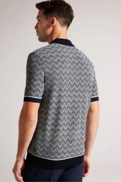 Ted Baker Blue Waldun Short Sleeve Zig Zag Stitched Polo 7 Ted Baker Blue Waldun Short Sleeve Zig Zag Stitched Polo -Ted Baker Shop 301612s2