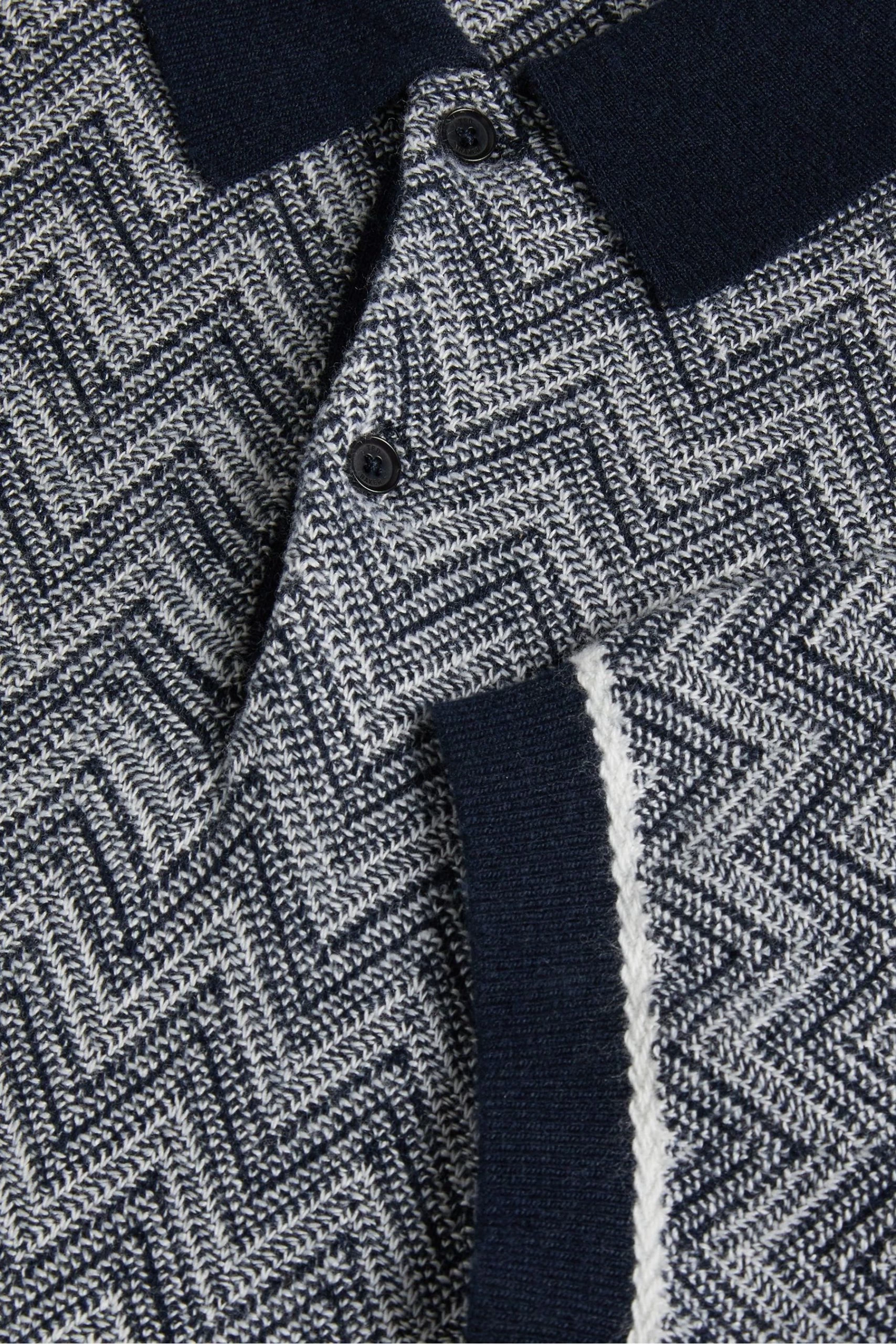 Ted Baker Blue Waldun Short Sleeve Zig Zag Stitched Polo 5 Ted Baker Blue Waldun Short Sleeve Zig Zag Stitched Polo - Image 3