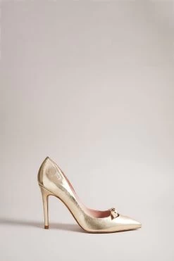 Ted Baker Gold Telila Bow Court Shoes - 100mm