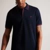 Ted Baker Regular Fit Blue Dynam Short Sleeved Jacquard Polo Shirt -Ted Baker Shop 308152s