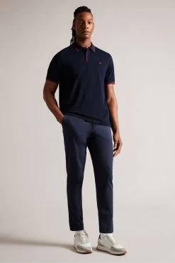 Ted Baker Regular Fit Blue Dynam Short Sleeved Jacquard Polo Shirt 8 Ted Baker Regular Fit Blue Dynam Short Sleeved Jacquard Polo Shirt -Ted Baker Shop 308152s3