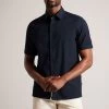 Ted Baker Blue Stansho Short Sleeve Seersucker Smart Shirt -Ted Baker Shop 308178s