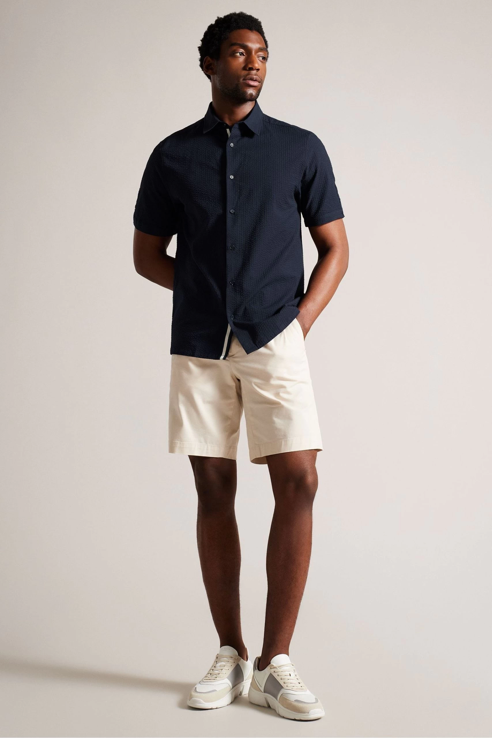 Ted Baker Blue Stansho Short Sleeve Seersucker Smart Shirt 5 Ted Baker Blue Stansho Short Sleeve Seersucker Smart Shirt - Image 3