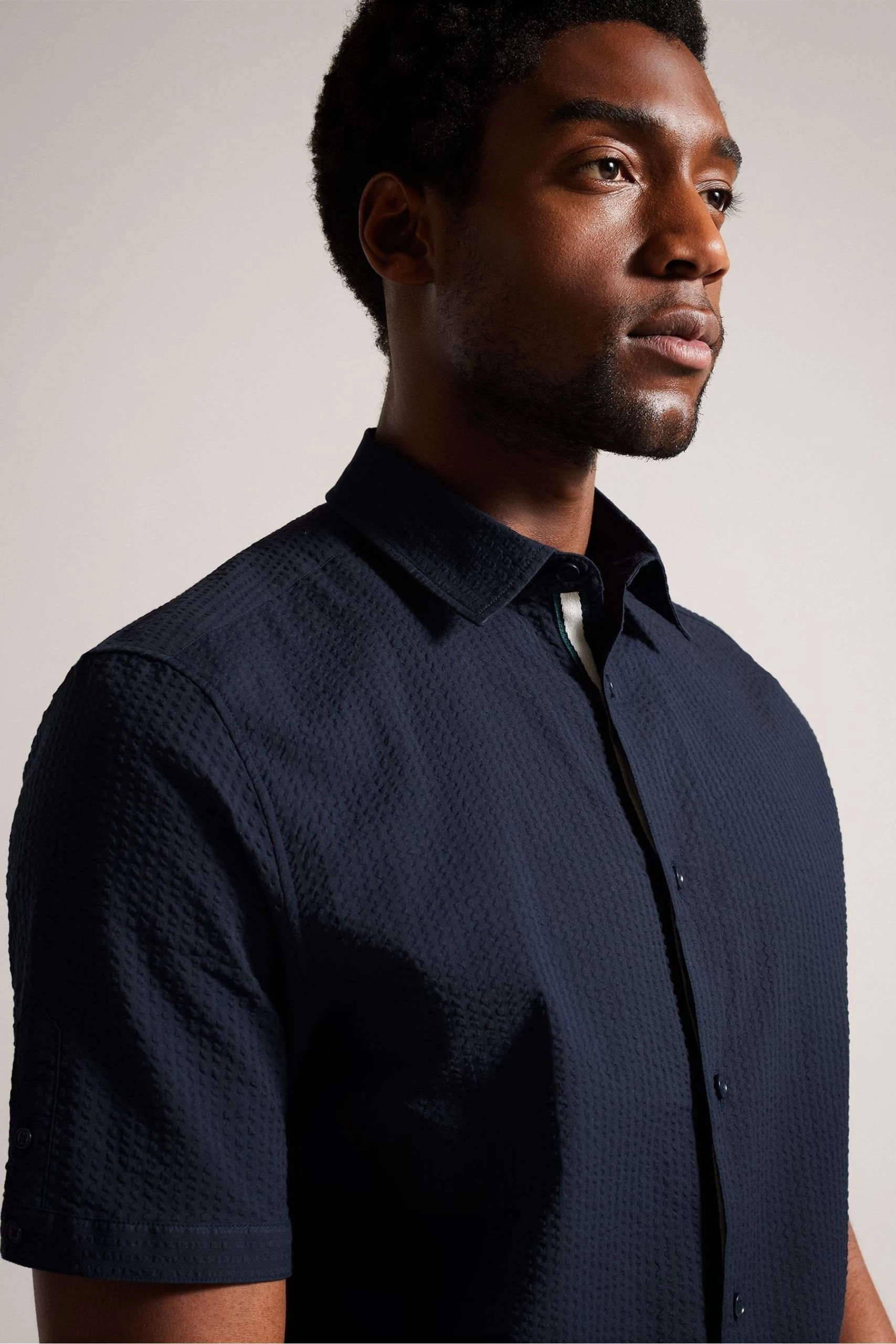 Ted Baker Blue Stansho Short Sleeve Seersucker Smart Shirt 6 Ted Baker Blue Stansho Short Sleeve Seersucker Smart Shirt - Image 4