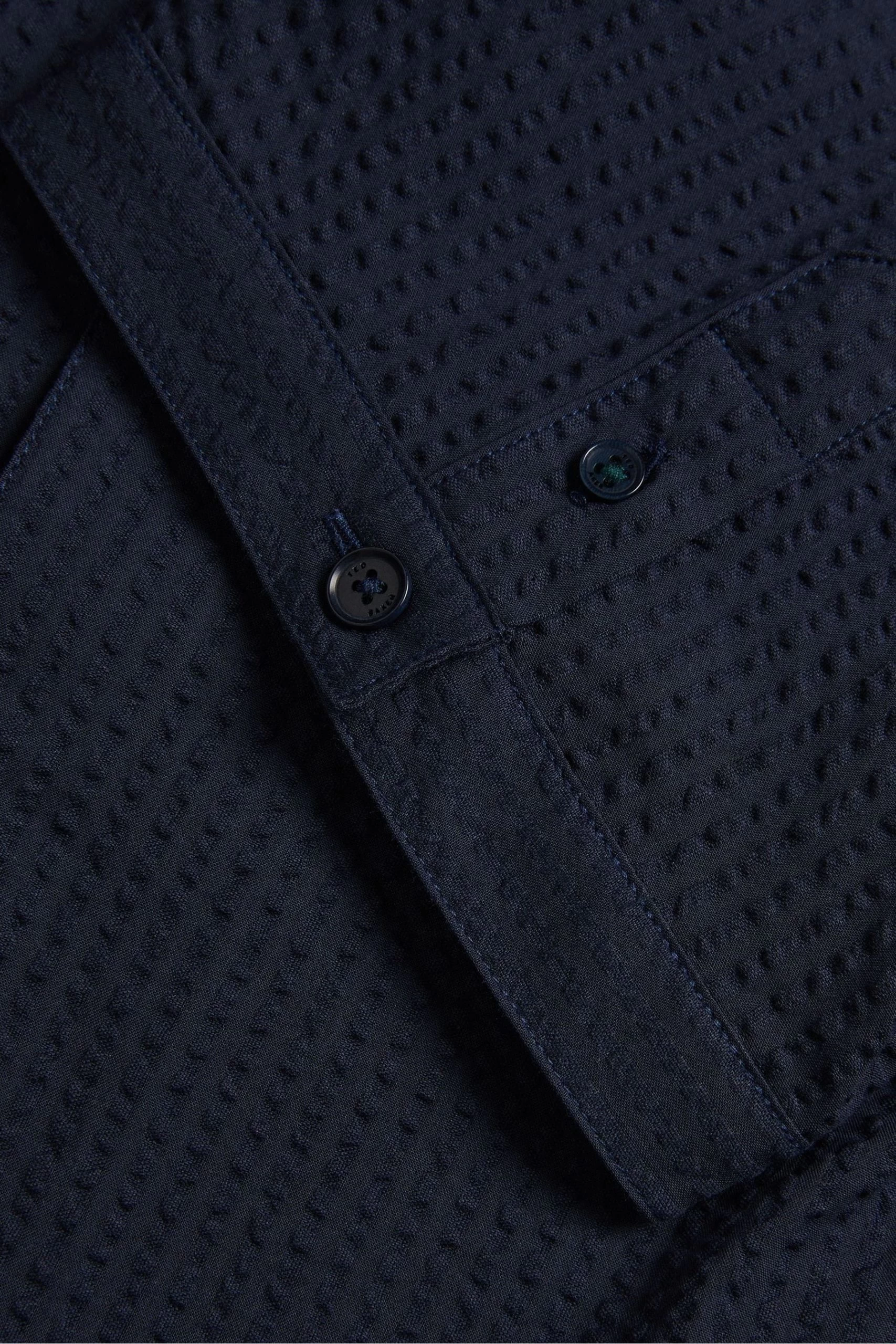 Ted Baker Blue Stansho Short Sleeve Seersucker Smart Shirt 7 Ted Baker Blue Stansho Short Sleeve Seersucker Smart Shirt - Image 5