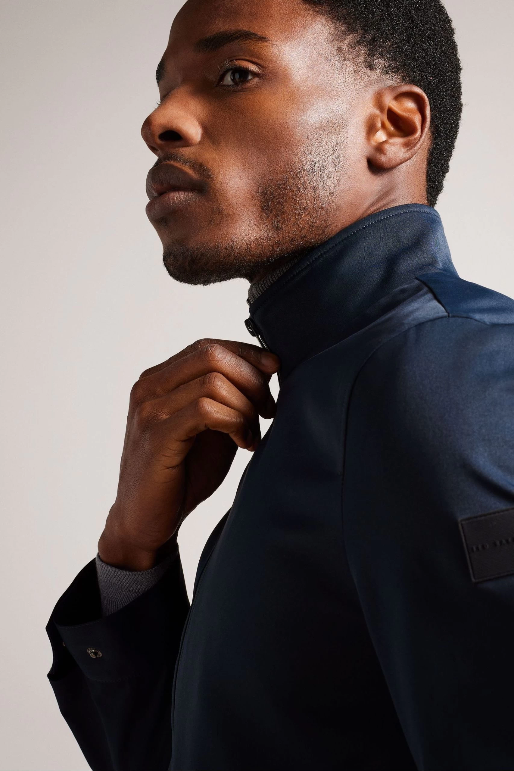 Ted Baker Navy Blue Arzona Smart Nylon Funnel Neck Bomber Jacket 6 Ted Baker Navy Blue Arzona Smart Nylon Funnel Neck Bomber Jacket - Image 4