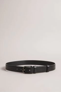 Ted Baker Jawdun Woven Leather Black Belt