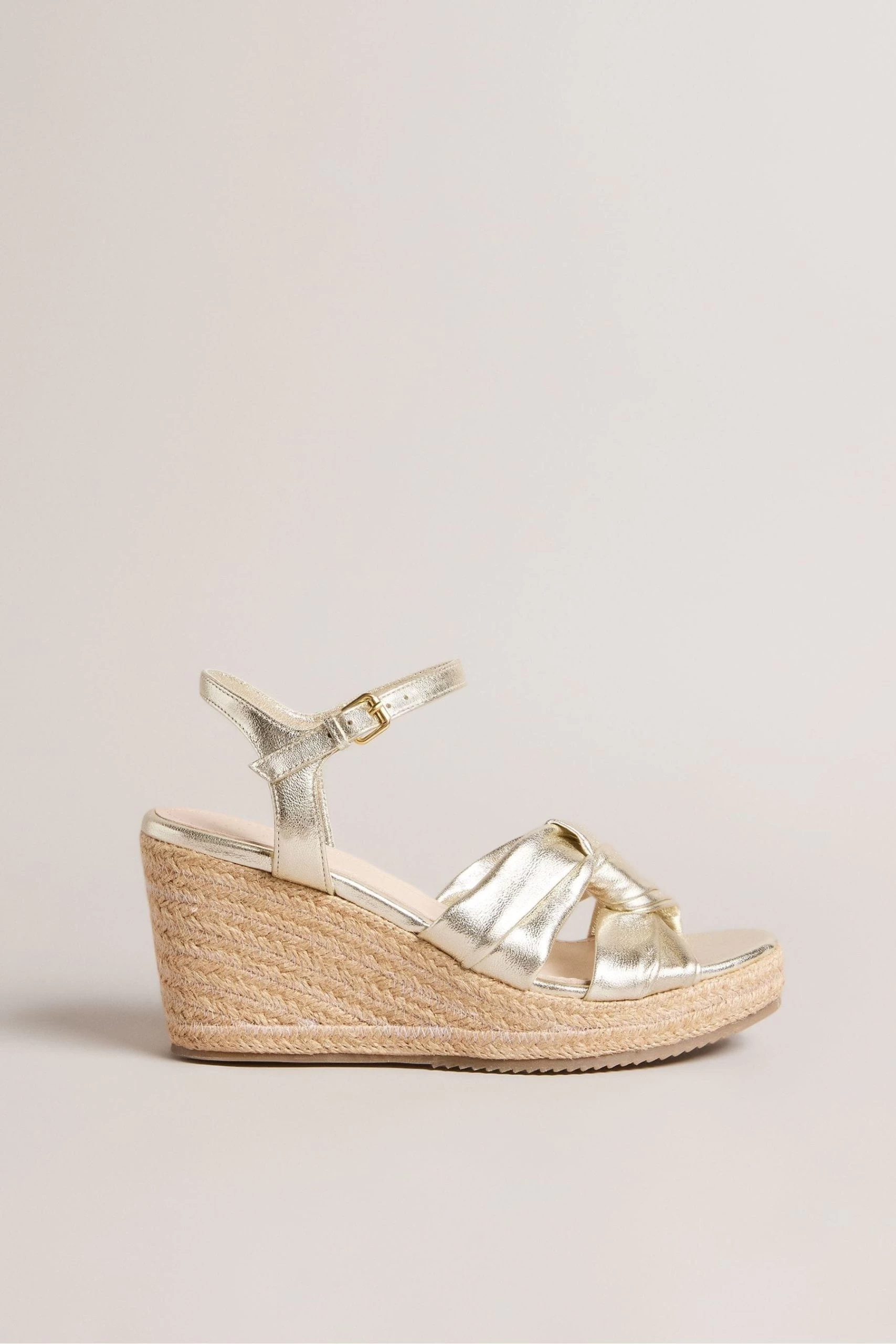 Ted Baker Gold Carda Knotted Wedge Espadrille Sandals 3 Ted Baker Gold Carda Knotted Wedge Espadrille Sandals