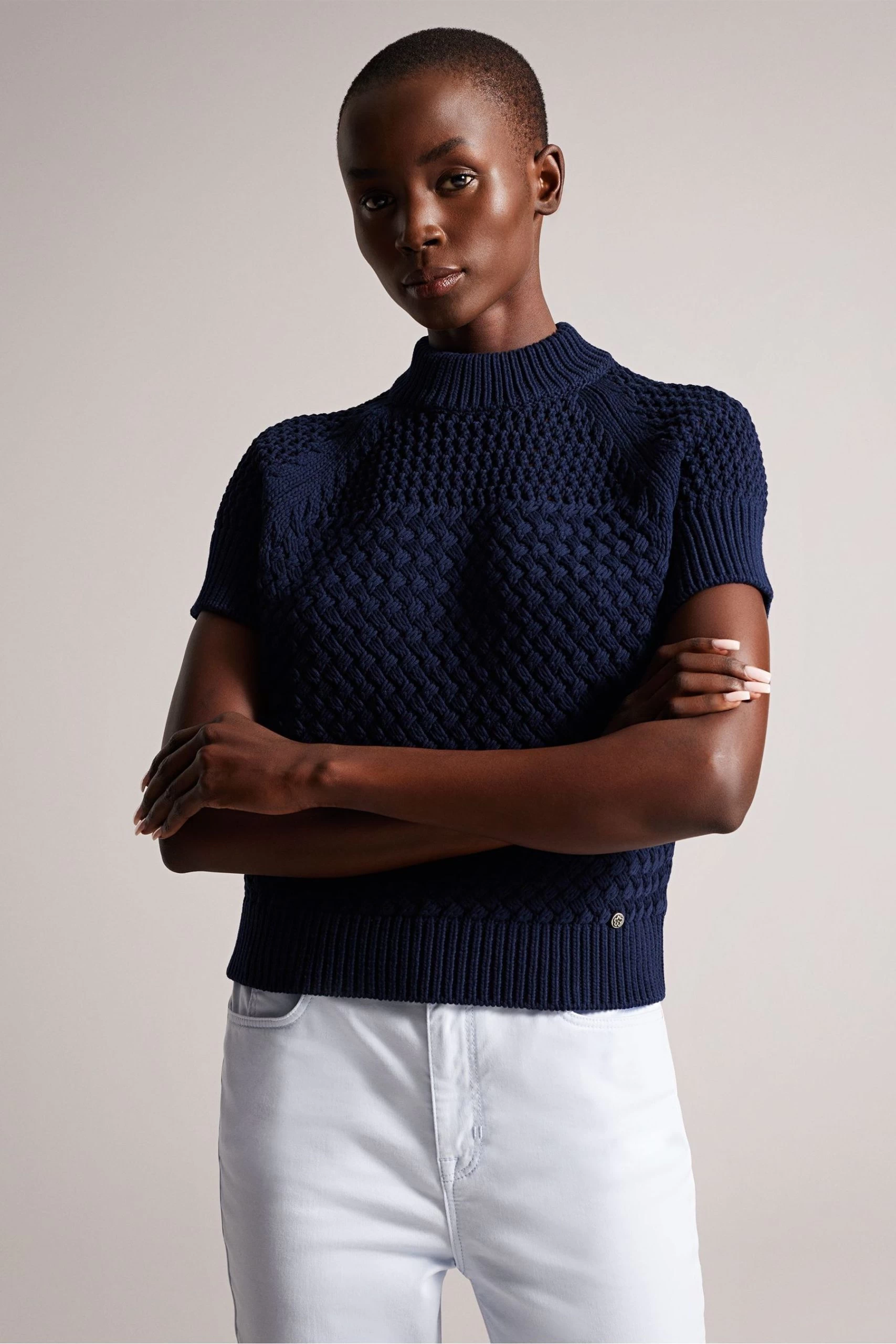 Ted Baker Blue Stena Dk-Blue Basket Stitch Tank 3 Ted Baker Blue Stena Dk-Blue Basket Stitch Tank