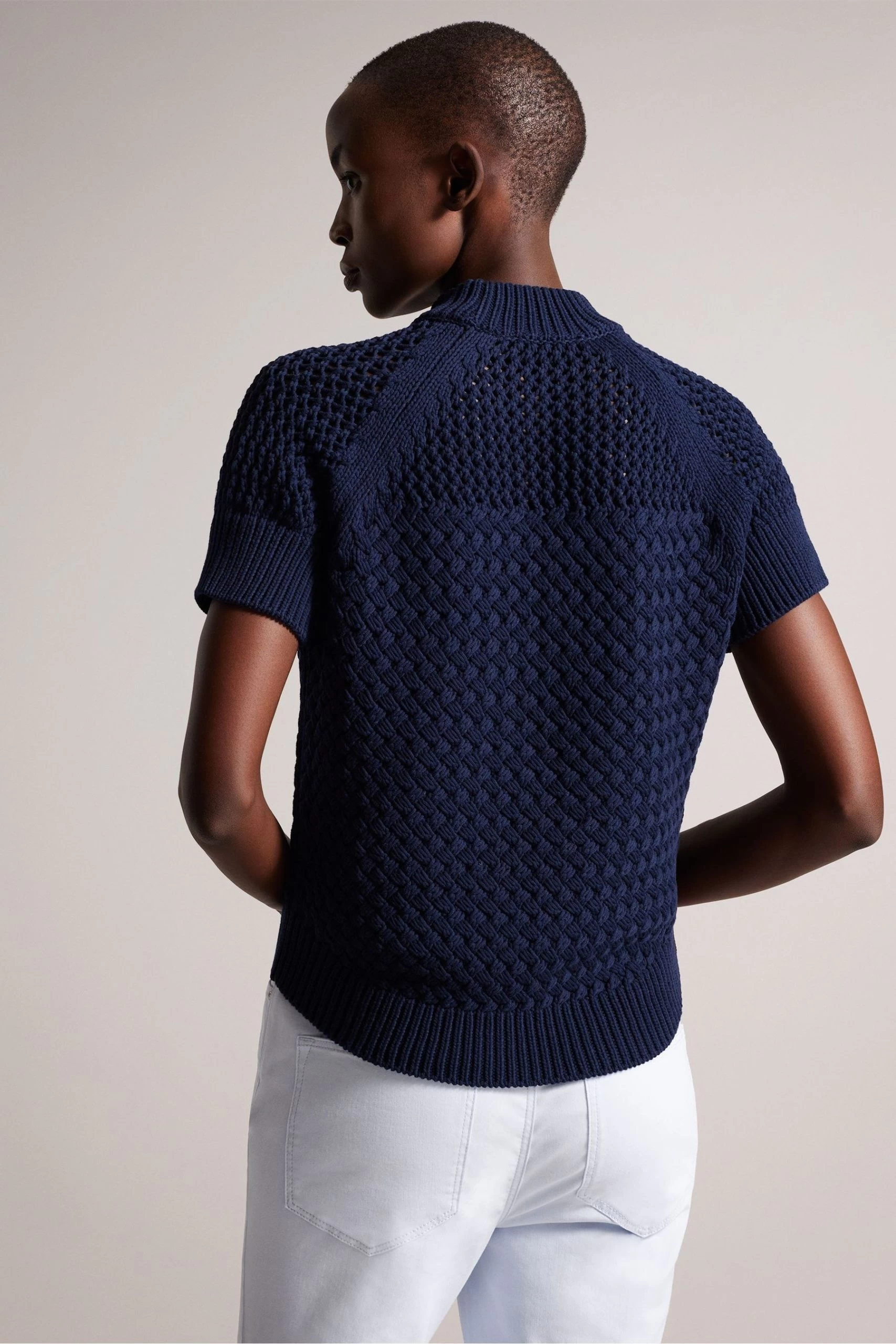 Ted Baker Blue Stena Dk-Blue Basket Stitch Tank 4 Ted Baker Blue Stena Dk-Blue Basket Stitch Tank - Image 2