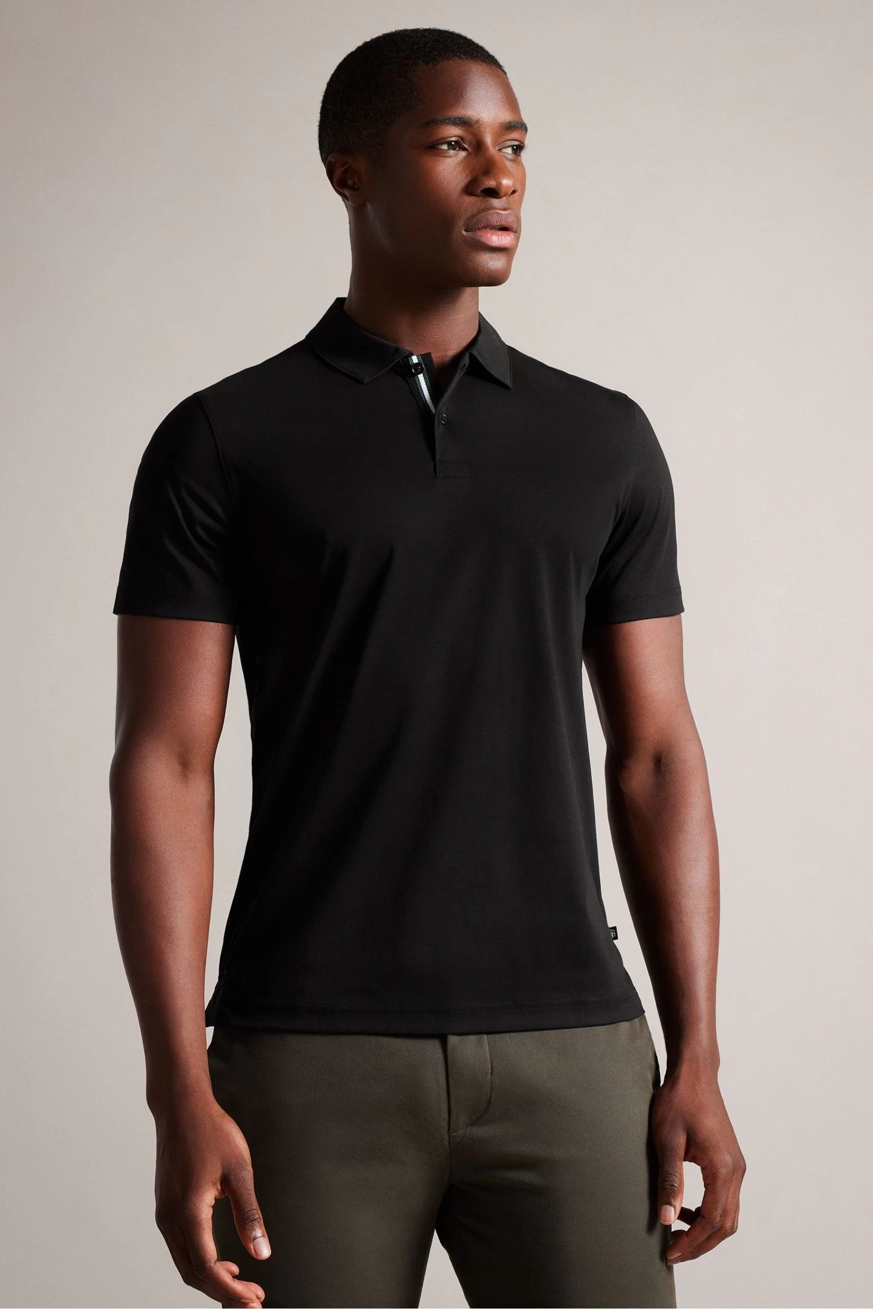 Ted Baker Zeiter Short Sleeved Slim Soft Touch Black Polo Shirt 3 Ted Baker Zeiter Short Sleeved Slim Soft Touch Black Polo Shirt