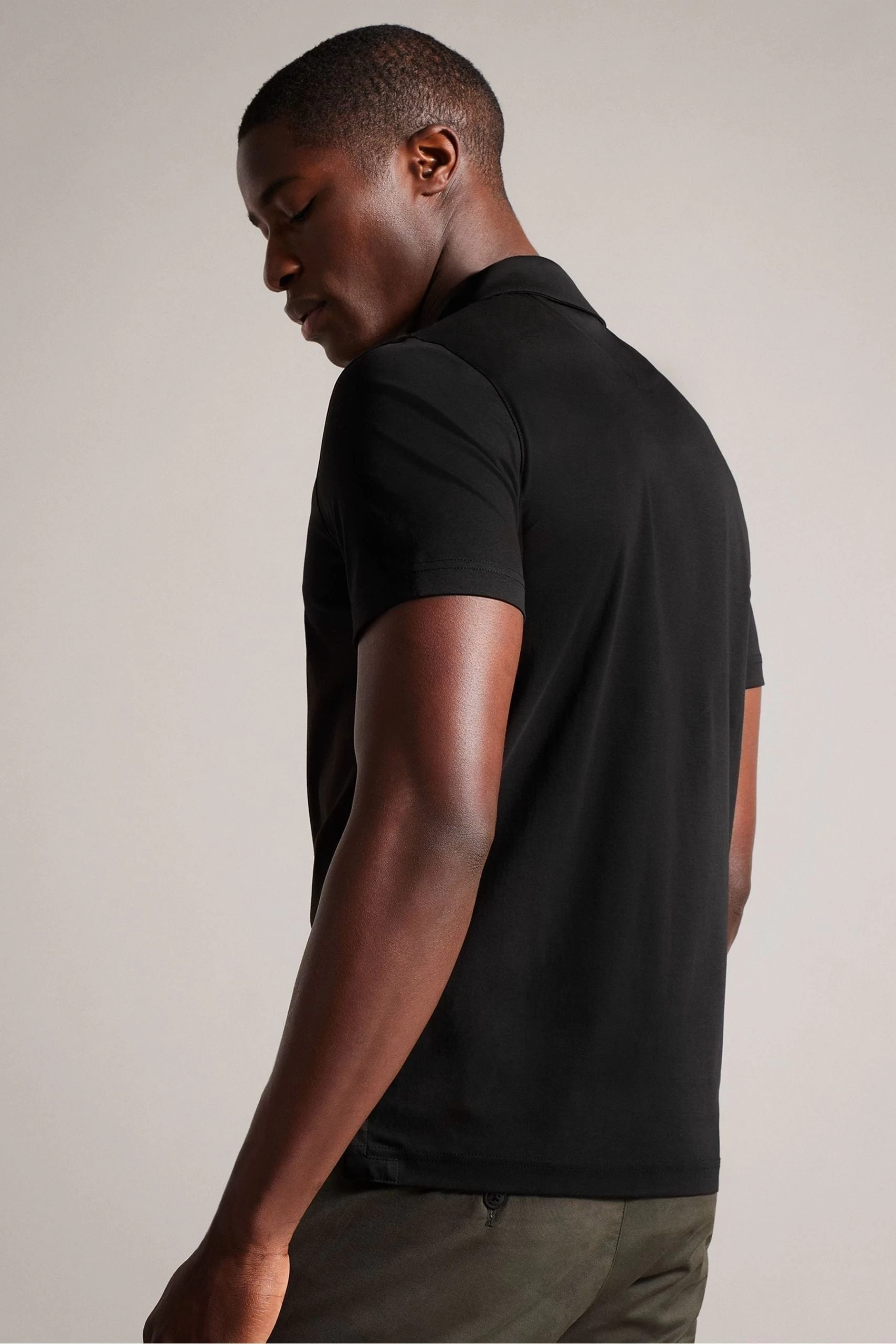 Ted Baker Zeiter Short Sleeved Slim Soft Touch Black Polo Shirt 4 Ted Baker Zeiter Short Sleeved Slim Soft Touch Black Polo Shirt - Image 2