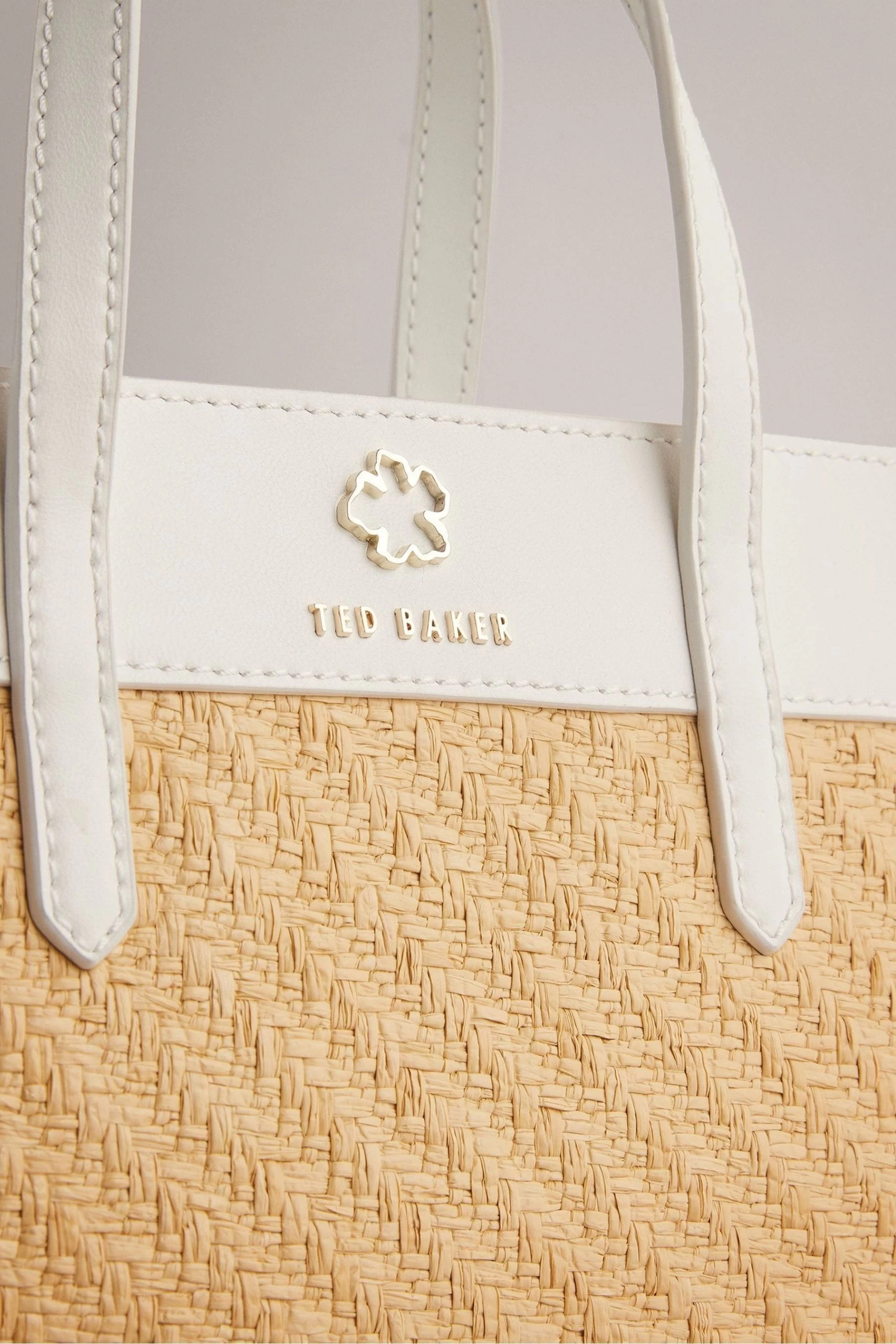 Ted Baker Cream Blesha Magnolia Raffia Mini Tote Bag 5 Ted Baker Cream Blesha Magnolia Raffia Mini Tote Bag - Image 3