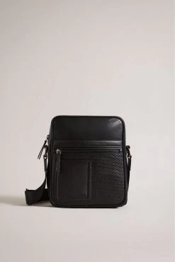 Ted Baker Canney Black Texture Leather Flight Bag