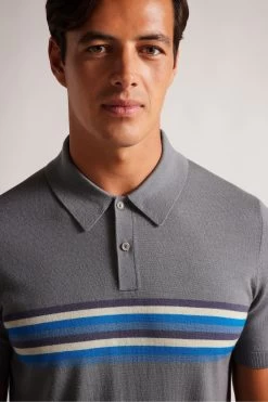 Ted Baker Grey Merino Stripe Polo Shirt -Ted Baker Shop 412238s4