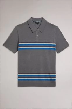 Ted Baker Grey Merino Stripe Polo Shirt -Ted Baker Shop 412238s5