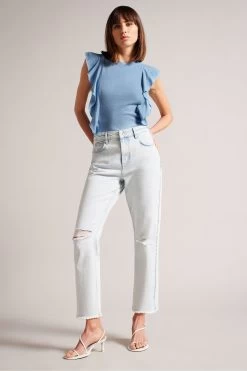 Ted Baker Blue Kathley Frill Linen Vest 9 Ted Baker Blue Kathley Frill Linen Vest -Ted Baker Shop 416234s3