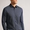 Ted Baker Navy Blue Andover Long Sleeve Line Geo Shirt 1 Ted Baker Navy Blue Andover Long Sleeve Line Geo Shirt -Ted Baker Shop 417538s
