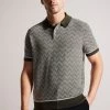 Ted Baker Green Waldun Short Sleeve Zig Zag Stitched Polo Shirt 1 Ted Baker Green Waldun Short Sleeve Zig Zag Stitched Polo Shirt -Ted Baker Shop 439501s