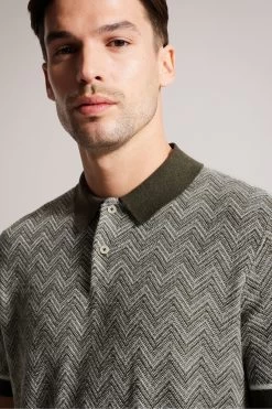 Ted Baker Green Waldun Short Sleeve Zig Zag Stitched Polo Shirt 10 Ted Baker Green Waldun Short Sleeve Zig Zag Stitched Polo Shirt -Ted Baker Shop 439501s4