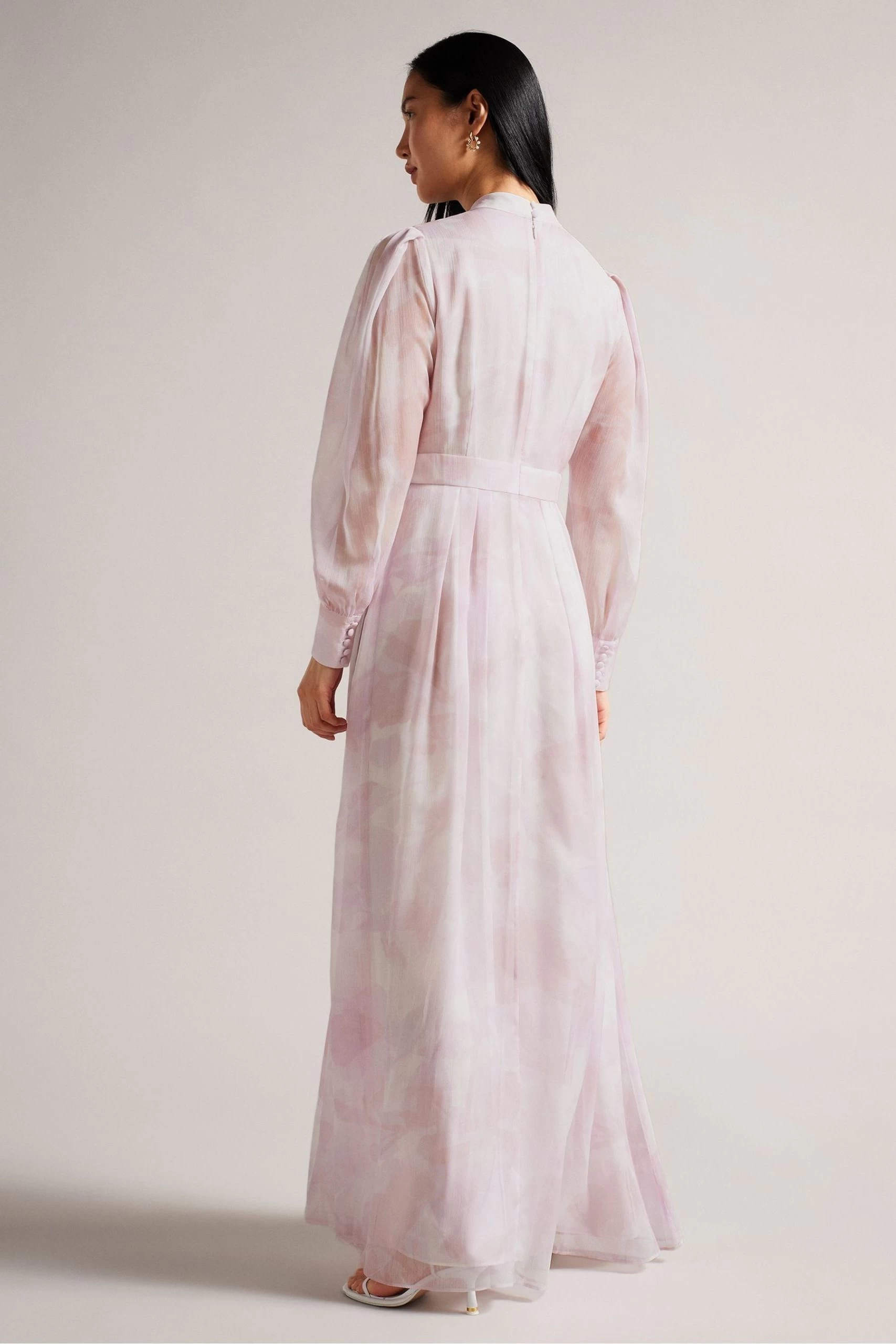 Ted Baker Pink Huron Long Sleeve Maxi Dress With Blouson Sleeve 6 Ted Baker Pink Huron Long Sleeve Maxi Dress With Blouson Sleeve - Image 4