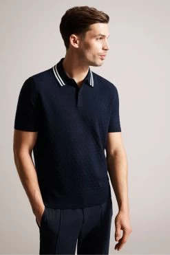 Ted Baker Blue Mahana Navy Short Sleeve Regular T Stitched Polo Shirt