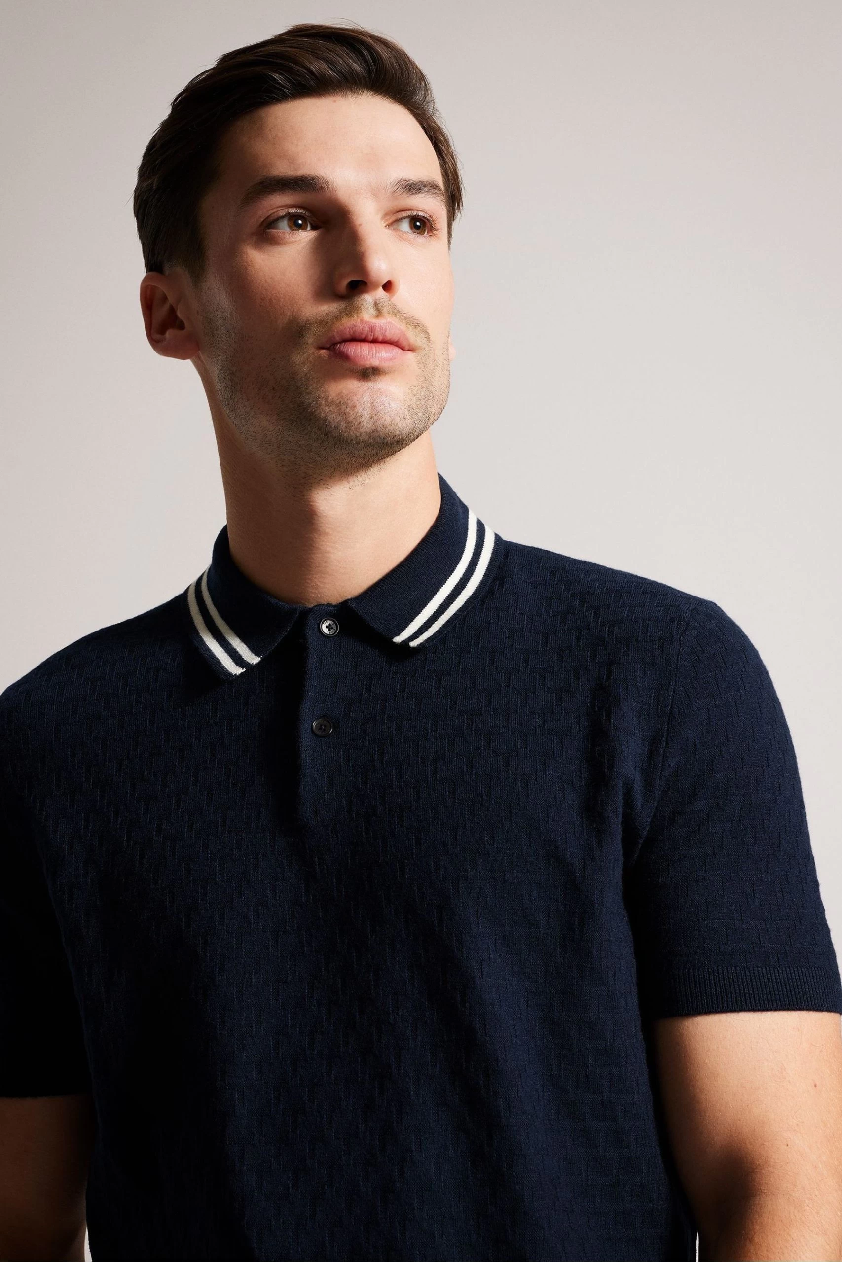 Ted Baker Blue Mahana Navy Short Sleeve Regular T Stitched Polo Shirt 5 Ted Baker Blue Mahana Navy Short Sleeve Regular T Stitched Polo Shirt - Image 3