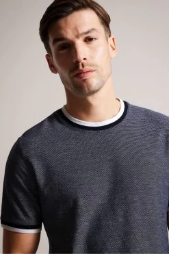 Ted Baker Blue Bowker Short Sleeve Regular Fit Textured T-Shirt 10 Ted Baker Blue Bowker Short Sleeve Regular Fit Textured T-Shirt -Ted Baker Shop 464294s4