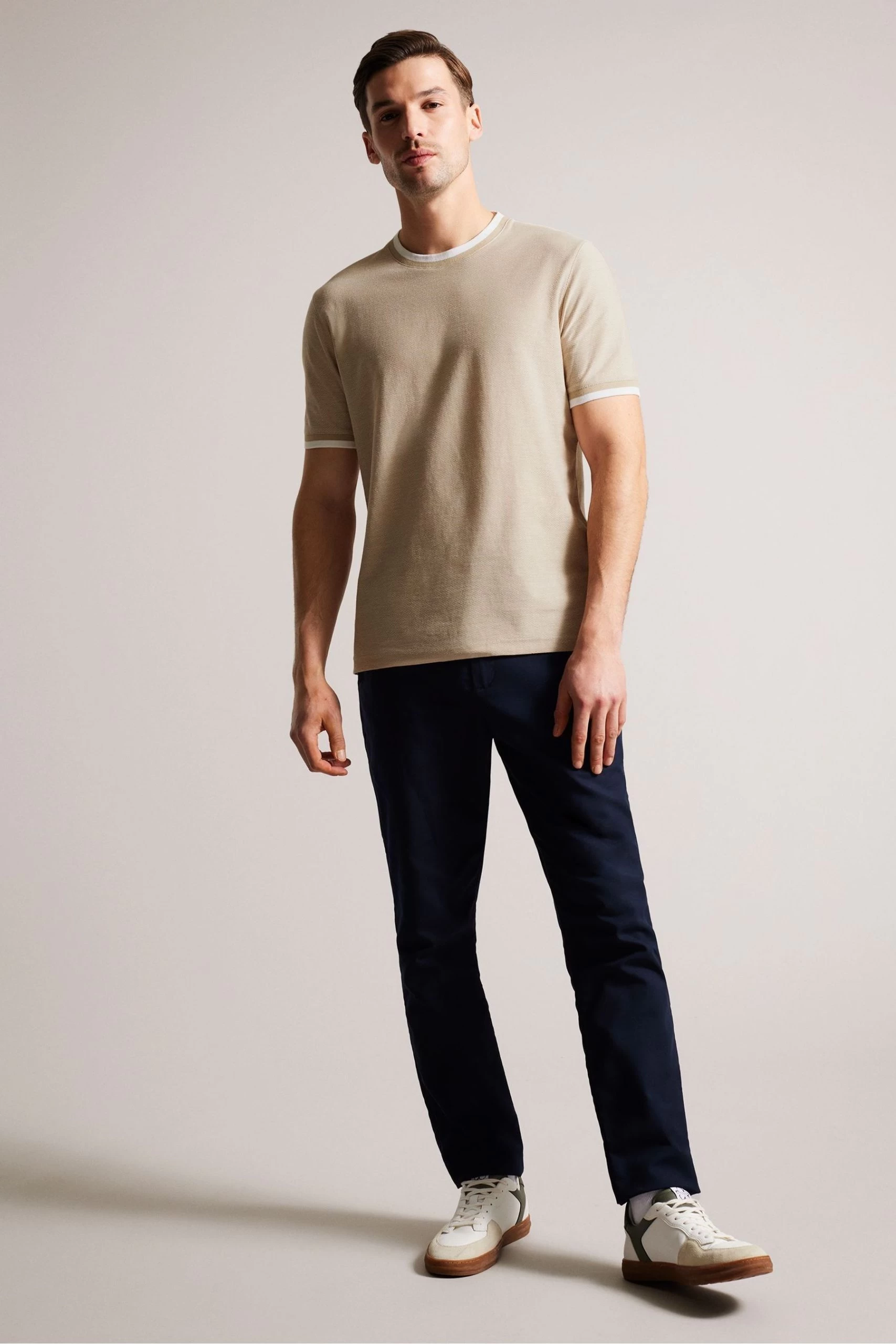 Ted Baker Bowker Brown Short Sleeve Regular Fit Textured T-Shirt 5 Ted Baker Bowker Brown Short Sleeve Regular Fit Textured T-Shirt - Image 3