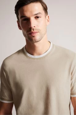 Ted Baker Bowker Brown Short Sleeve Regular Fit Textured T-Shirt 10 Ted Baker Bowker Brown Short Sleeve Regular Fit Textured T-Shirt -Ted Baker Shop 481810s4