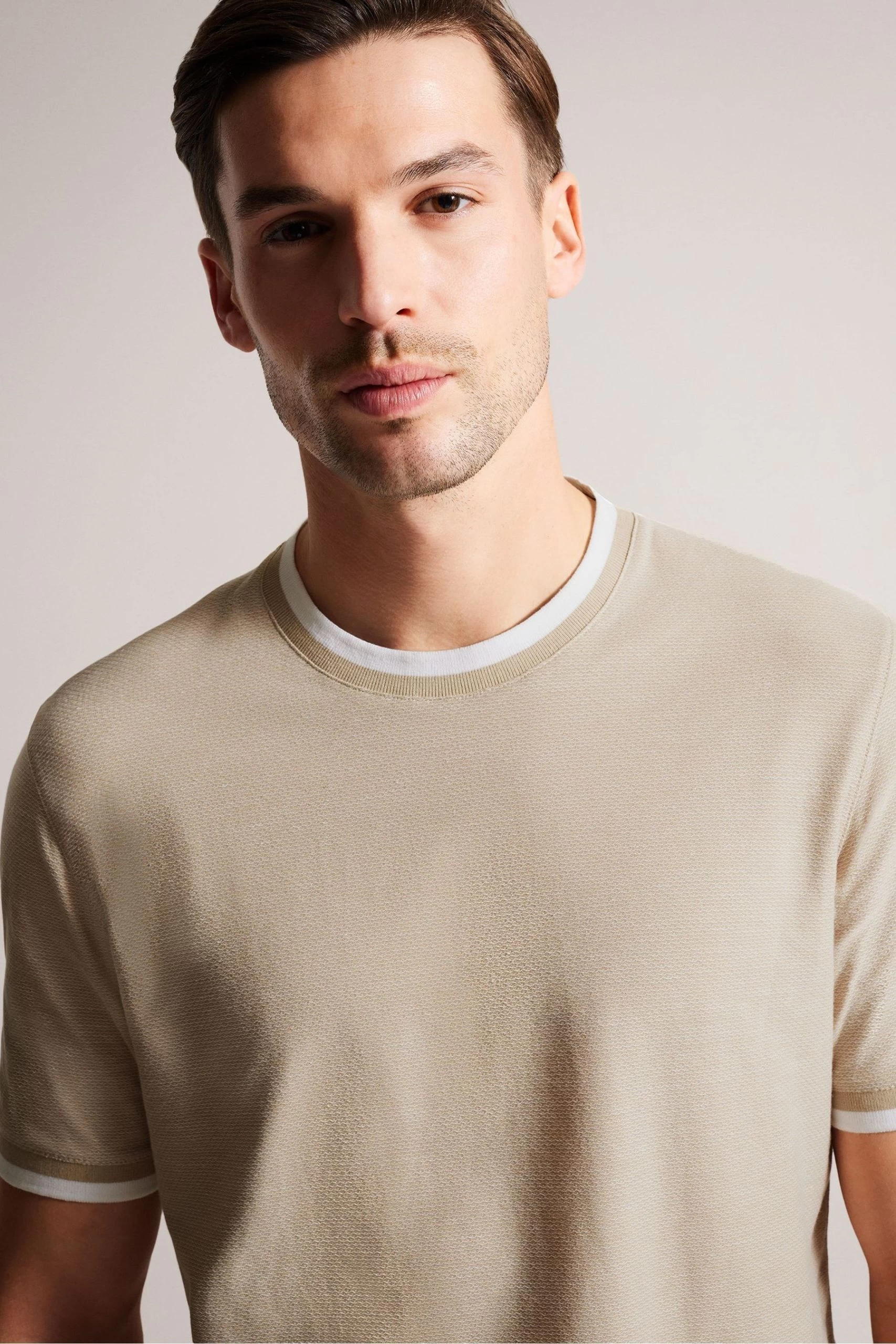 Ted Baker Bowker Brown Short Sleeve Regular Fit Textured T-Shirt 6 Ted Baker Bowker Brown Short Sleeve Regular Fit Textured T-Shirt - Image 4