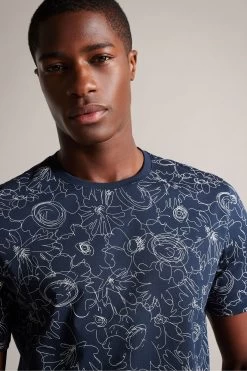 Ted Baker Blue Tospin Short Sleeved All Over Print T-Shirt 9 Ted Baker Blue Tospin Short Sleeved All Over Print T-Shirt -Ted Baker Shop 507709s4
