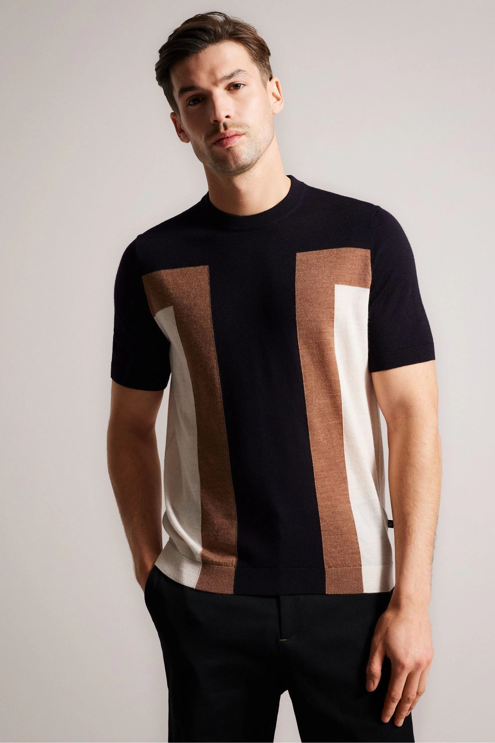 Ted Baker Blue Navia Short Sleeved Knitted T-Shirt 3 Ted Baker Blue Navia Short Sleeved Knitted T-Shirt