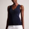 Ted Baker Josiiy Blue V-Neck Slim Fit Sleeveless Knit Top 2 Ted Baker Josiiy Blue V-Neck Slim Fit Sleeveless Knit Top -Ted Baker Shop 513118s