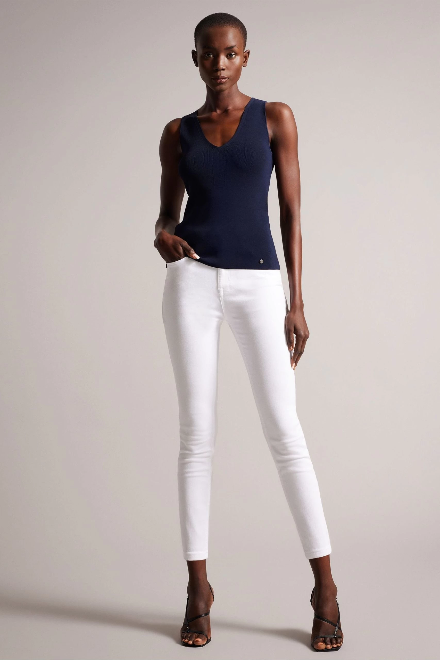 Ted Baker Josiiy Blue V-Neck Slim Fit Sleeveless Knit Top 5 Ted Baker Josiiy Blue V-Neck Slim Fit Sleeveless Knit Top - Image 3