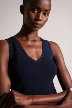 Ted Baker Josiiy Blue V-Neck Slim Fit Sleeveless Knit Top 10 Ted Baker Josiiy Blue V-Neck Slim Fit Sleeveless Knit Top -Ted Baker Shop 513118s4