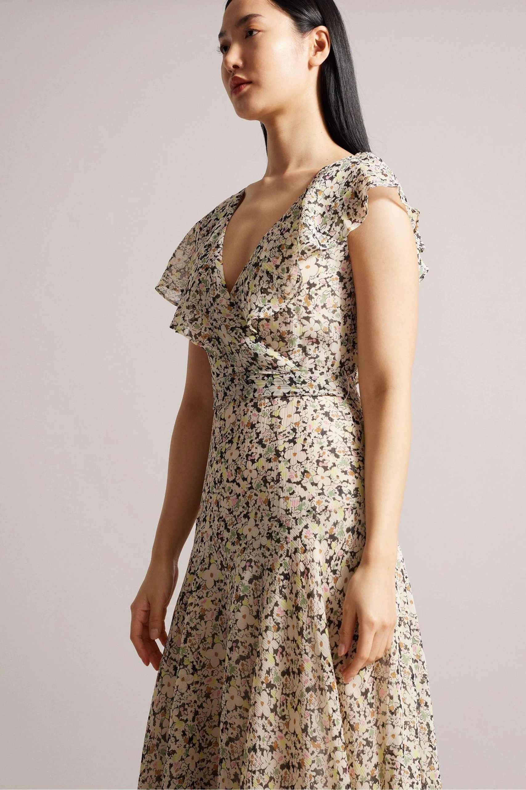 Ted Baker Pink Taliar Midi Tea Dress With Circular Cut Ruffles 5 Ted Baker Pink Taliar Midi Tea Dress With Circular Cut Ruffles - Image 3