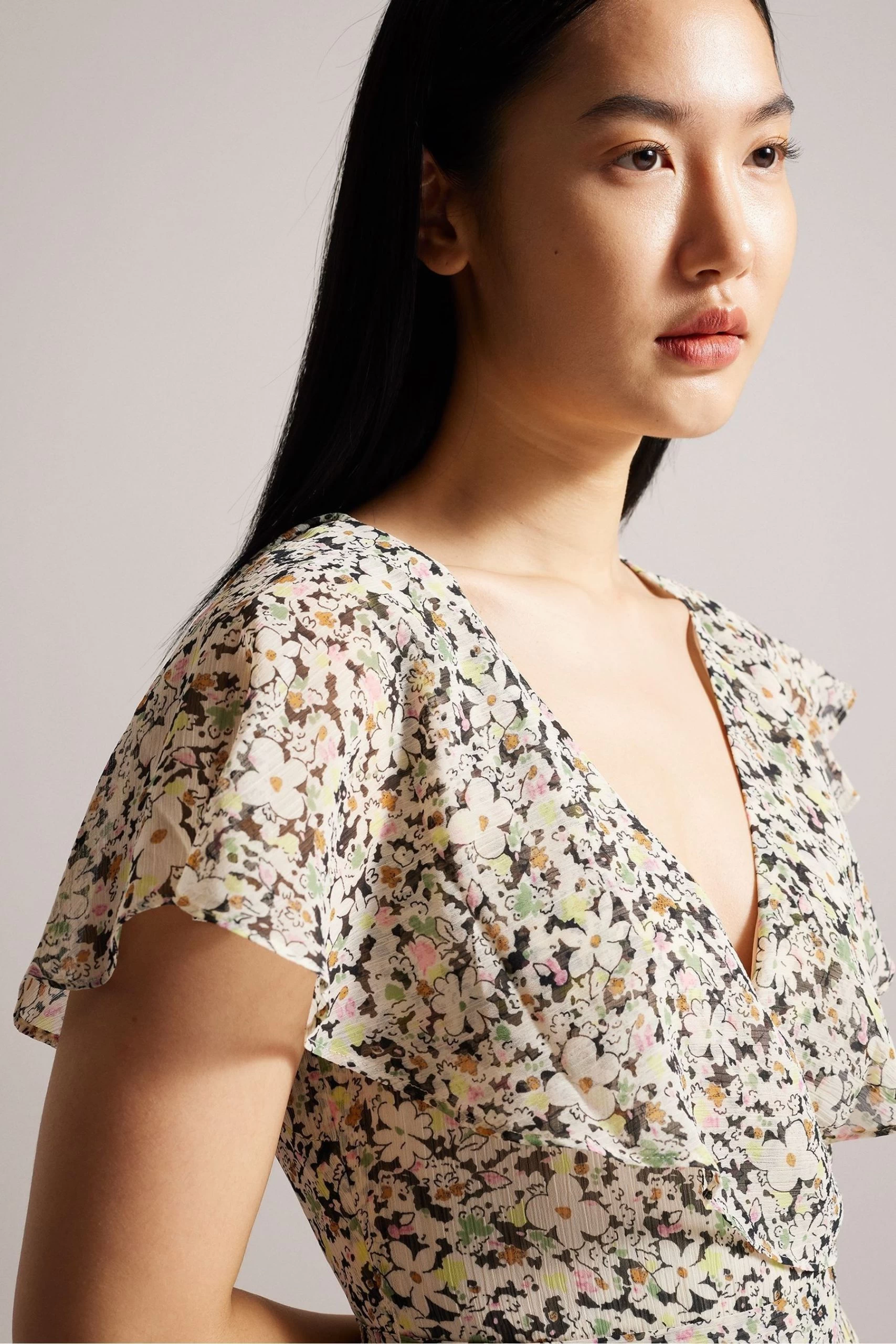 Ted Baker Pink Taliar Midi Tea Dress With Circular Cut Ruffles 6 Ted Baker Pink Taliar Midi Tea Dress With Circular Cut Ruffles - Image 4