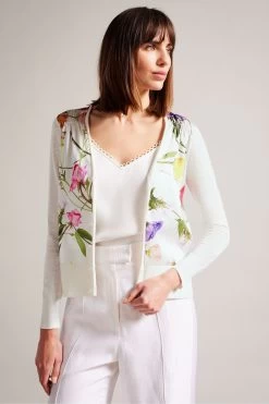 Ted Baker Chantri White Woven Front Printed Cardigan
