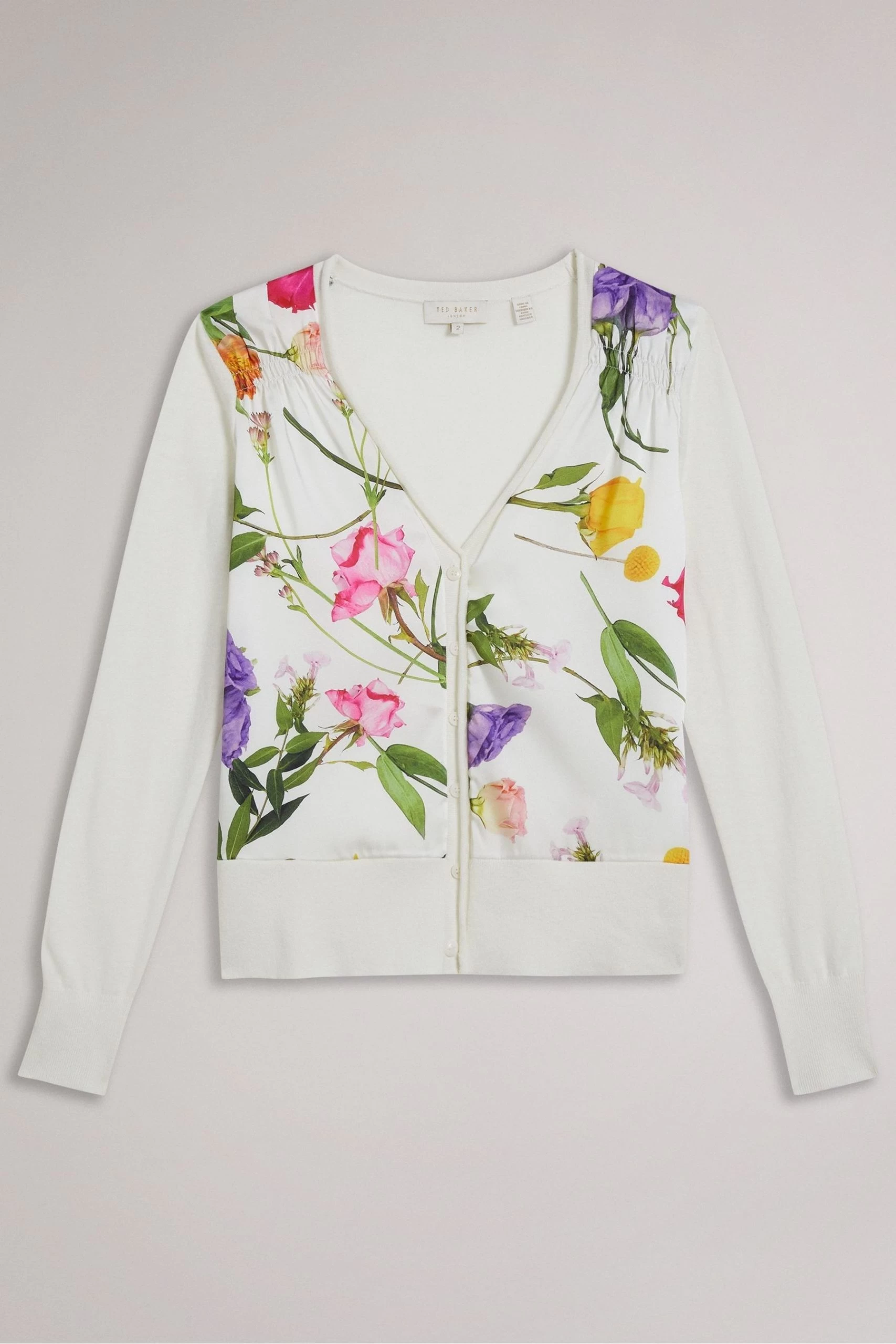 Ted Baker Chantri White Woven Front Printed Cardigan 6 Ted Baker Chantri White Woven Front Printed Cardigan - Image 4