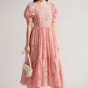 Ted Baker Pink Esthher Coral Puff Sleeve Tiered Midi Dress 1 Ted Baker Pink Esthher Coral Puff Sleeve Tiered Midi Dress -Ted Baker Shop 522786s