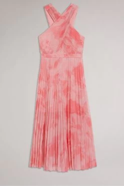 Ted Baker Pink Mirelia Coral Cross Front Pleated Midi Dress 13 Ted Baker Pink Mirelia Coral Cross Front Pleated Midi Dress -Ted Baker Shop 529124s5