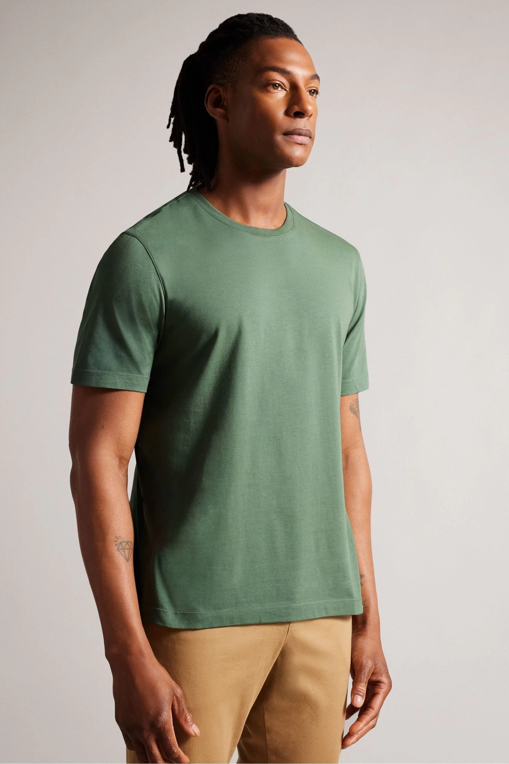 Ted Baker Green Tywinn Mid Short Sleeved Regular Plain T-Shirt 3 Ted Baker Green Tywinn Mid Short Sleeved Regular Plain T-Shirt