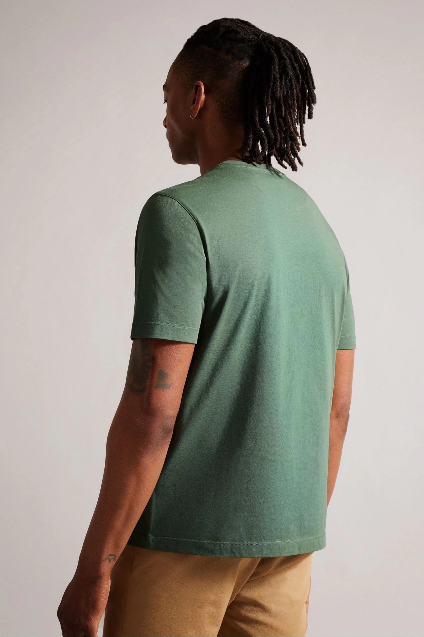 Ted Baker Green Tywinn Mid Short Sleeved Regular Plain T-Shirt 4 Ted Baker Green Tywinn Mid Short Sleeved Regular Plain T-Shirt - Image 2
